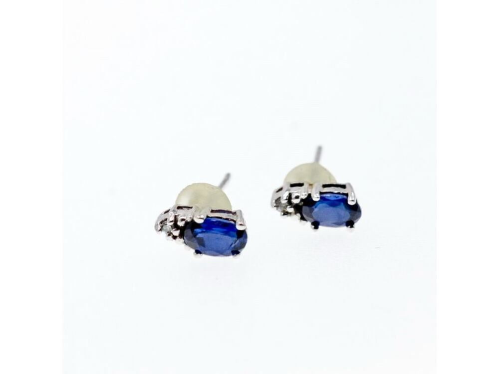 10K White Gold London Blue Topaz & Diamonds Earrings